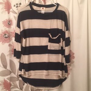 Cream and Navy striped top